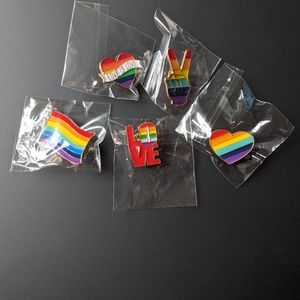 Set of 5 LGBT Love Rainbow Enamel Pins